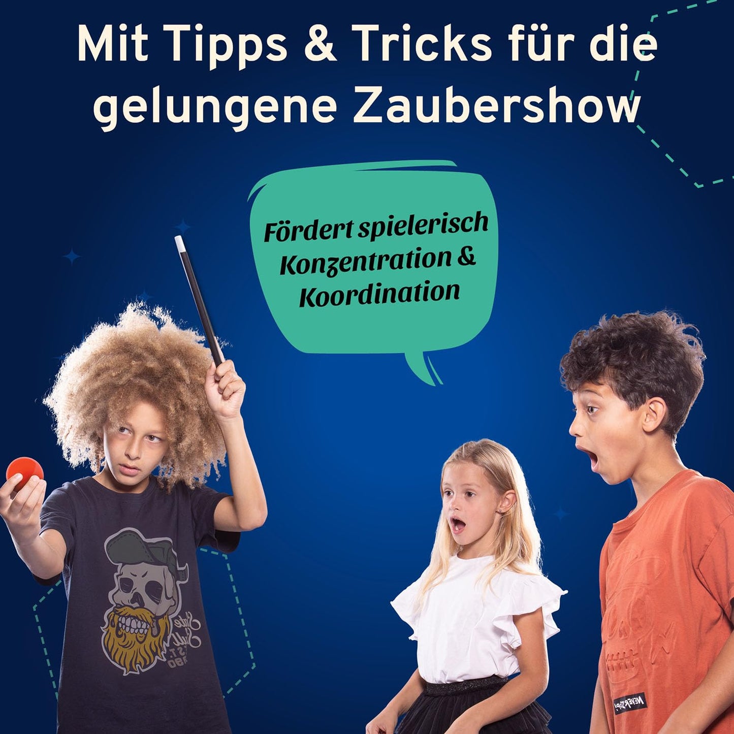 Kosmos 694319 Magic Die Zauberschule - Gold Edition, 75 Zaubertricks und Illusionen, 18 Zauberutensilien, innovatives Anleitungskonzept DREI Schwierigkeitsstufen, Zauberkasten für Kinder ab 8 Jahre