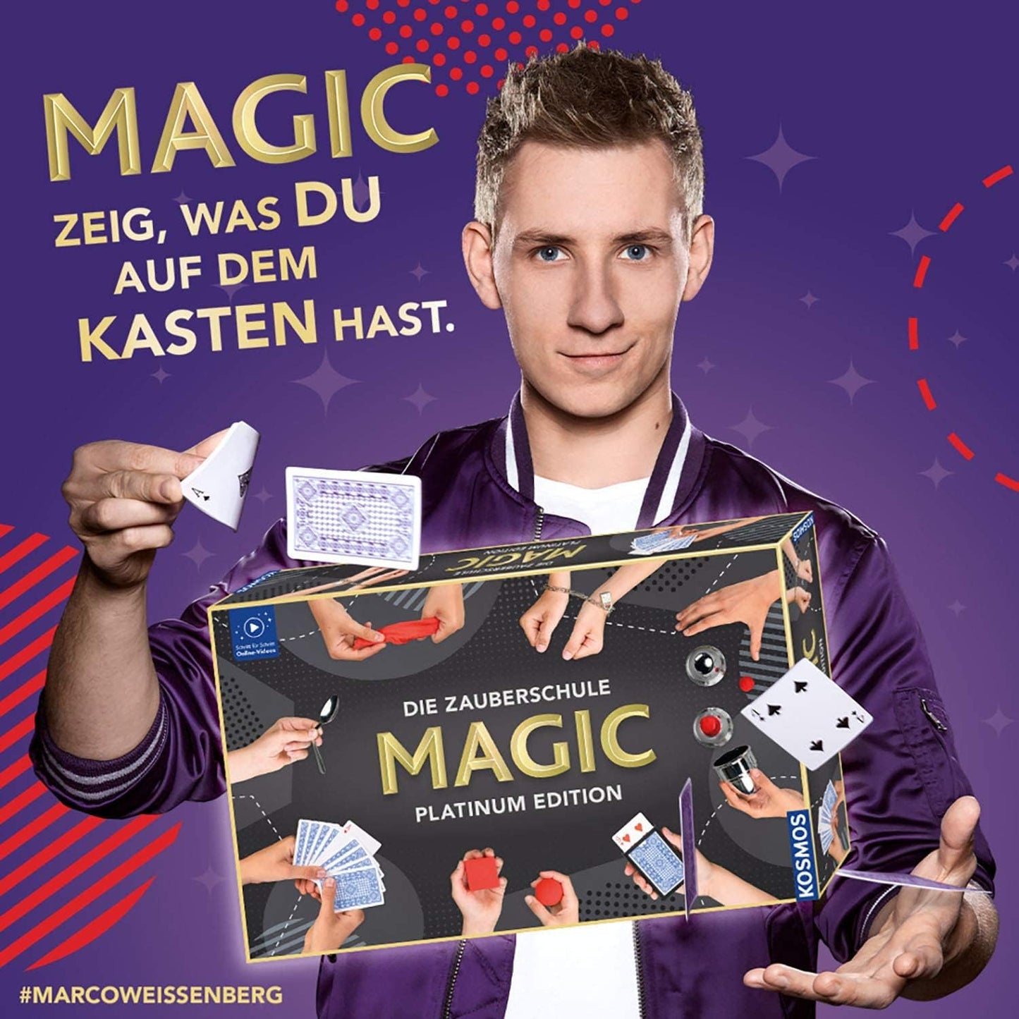 KOSMOS 697082 MAGIC Die Zauberschule - Platinum Edition, 180 Zauber Tricks, viele magische Zauber Utensilien, Zauberkasten für Kinder ab 8 Jahre, bebilderte Anleitung, Online Erklärvideos